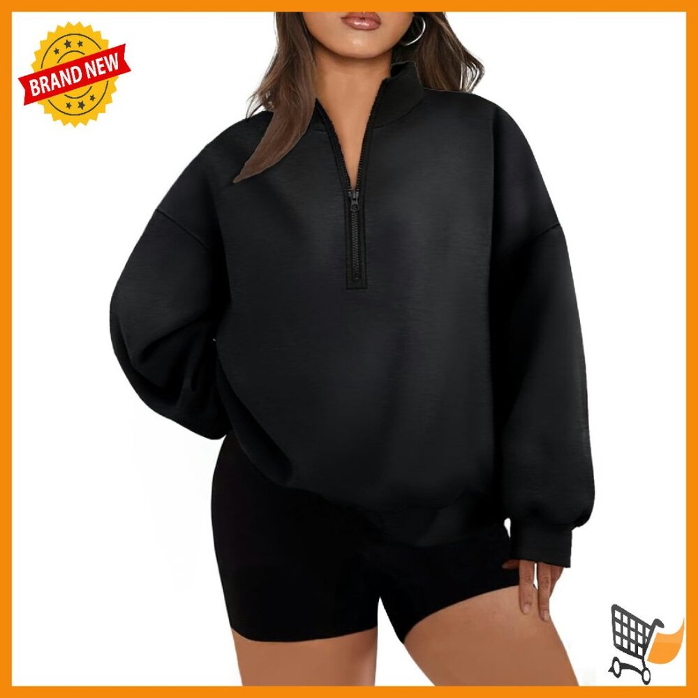 Plus Size Half Zip Pullover Sweatshirt Women's Th… - image 1
